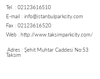 Taksim Park City Hotel iletiim bilgileri